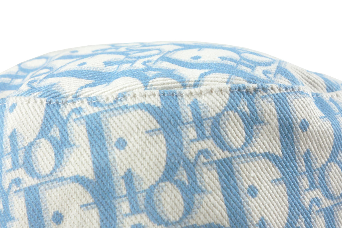 Dior Light Blue Monogram Jacquard Bucket Hat Baby Bucket Hat Ivory Cotton Poplin with Blue and Green  main image 4