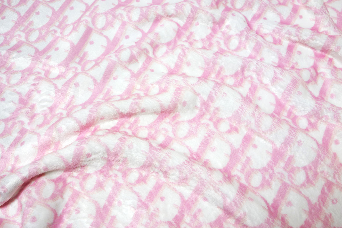 Cozy faux fur Wellsoft fabric with LV Inspired multicolor Monogram