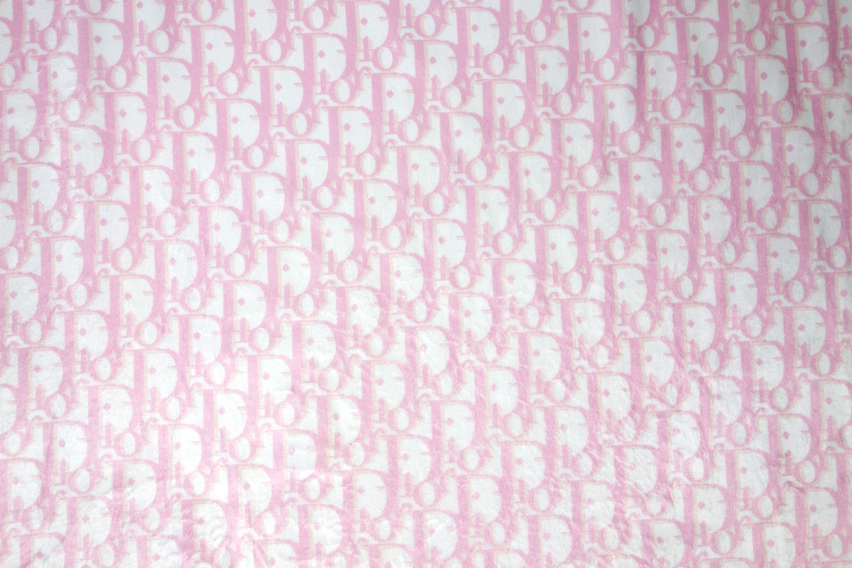 Cozy faux fur Wellsoft fabric with CD Inspired baby pink Monogram