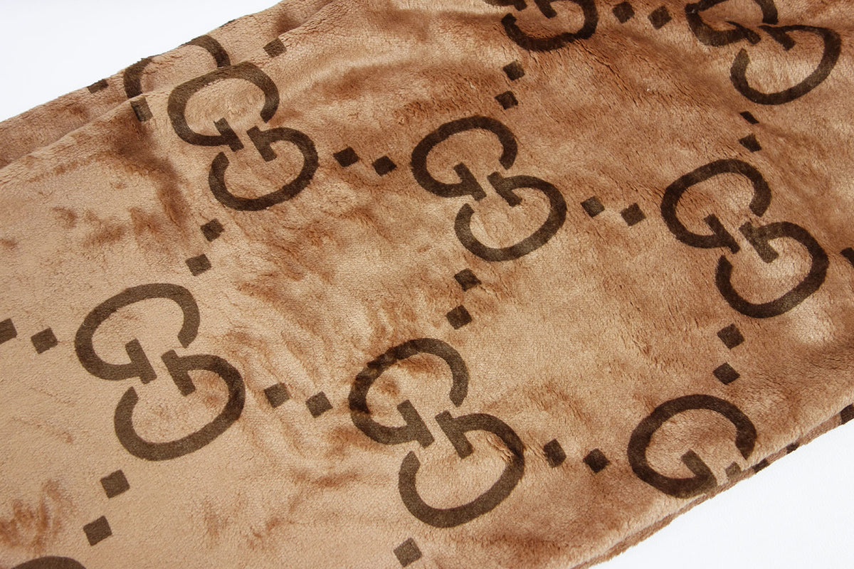 Cozy Brown faux fur Pants with LV inspired Monograms print