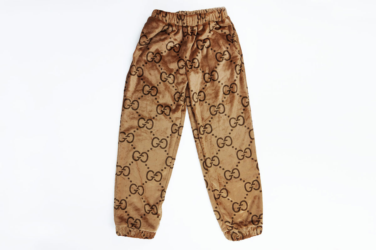 Cozy Dark Brown faux fur shorts with LV inspired Monograms print –  logofabrics