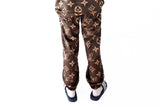 Cozy Dark Brown plush Suit with a monogram print, Hoodie and Pants