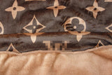 Cozy Dark Brown faux fur Hoodie with monograms print