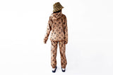 Cozy Brown plush Suit with a black monogram print, Hoodie and Pants