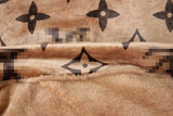 Cozy Brown faux fur Hoodie with black monogram print