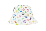 Louis Vuitton Inspired Cotton Bucket Hat with multicolor monogram print