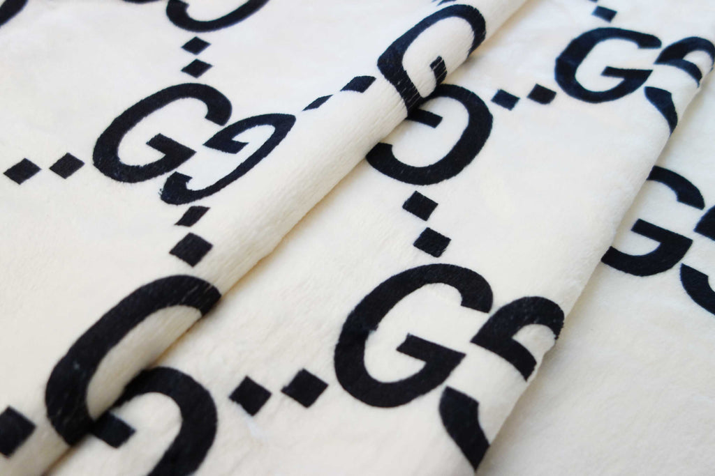 Cozy black faux fur Pants with white LV monograms – logofabrics