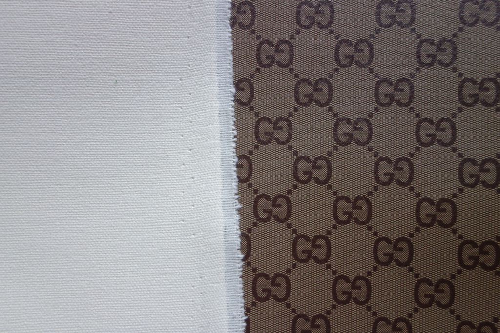 synthetic leather with classic Gucci GG monogram print – logofabrics