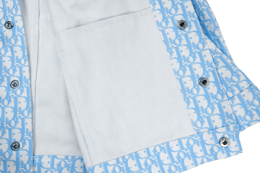 Blue Dior Monogram Button Up Shirt