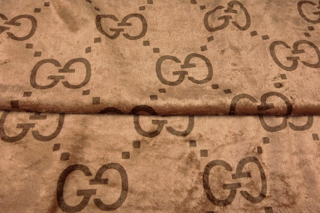 Cozy brown Wellsoft fabric with GG Monogram print, – logofabrics