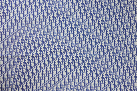 Dark Blue CD monogram print on cotton fabric