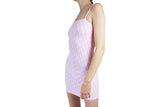 Baby pink spandex dress with CD inspired monogram print