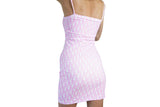 Baby pink spandex dress with CD inspired monogram print