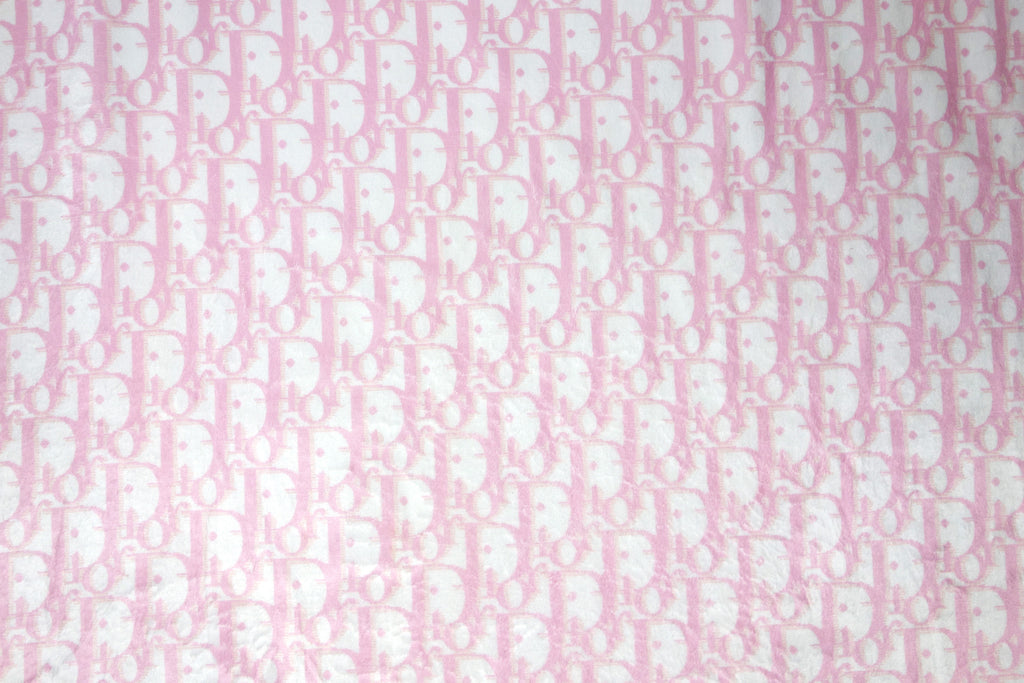 Cozy faux fur Wellsoft fabric with CD Inspired baby pink Monogram