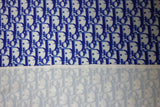 CD Monogram inspired dark blue print on Spandex Fabric, Stretch Jersey