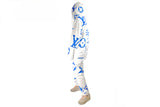 Cozy white faux fur Suit with LV Inspired blue Monograms, Hoodie and Pants